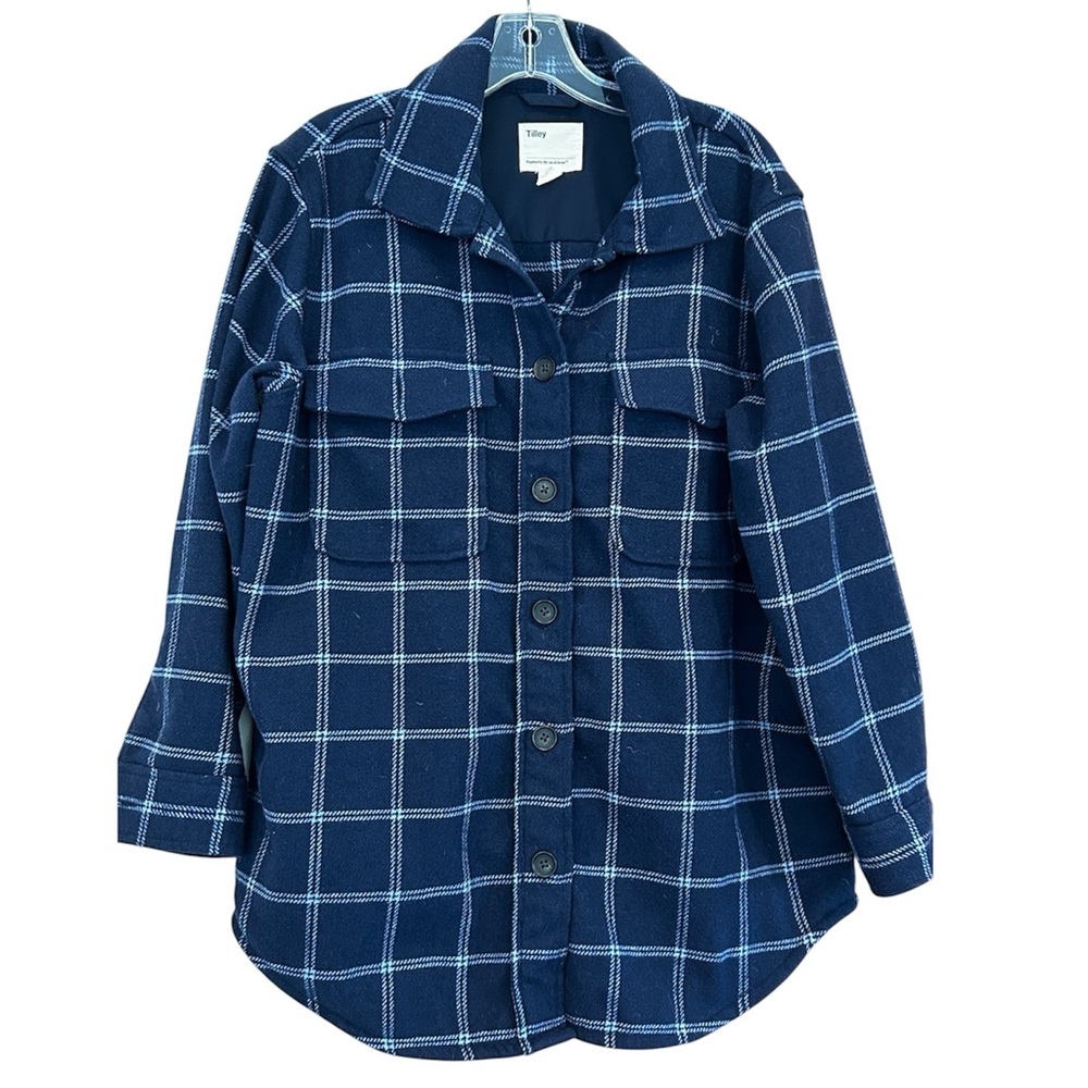 Navy Blue Checkered Tilley Shacket Jacket sz large